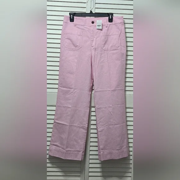 Nwt J. Crew Factory Lizzie High-rise Patch-pocket Wide-leg Pant Petite 29 Pink - Picture 4 of 6